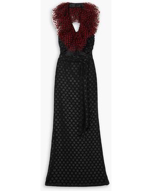 Halpern Cutout Embellished Georgette Halterneck Maxi Dress - Purple