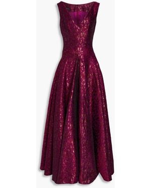 Talbot Runhof Metallic Jacquard Gown - Purple