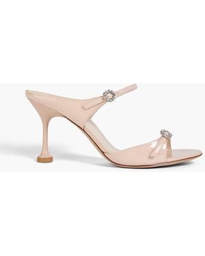 Alexandre Birman Anastasia Embellished Patent-Leather Sandals - Natural