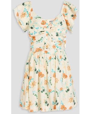 Solid & Striped The Renata Cutout Floral-print Linen-blend Mini Dress - White