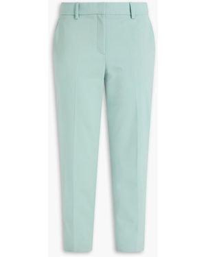 Theory Treeca Cropped Wool-blend Slim-leg Trousers - Natural
