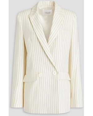 Galvan London Double-breasted Pinstriped Wool-blend Blazer - White