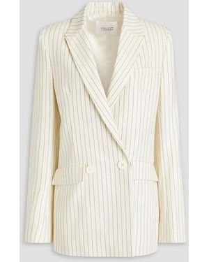 Galvan London Double-breasted Pinstriped Wool-blend Blazer - White