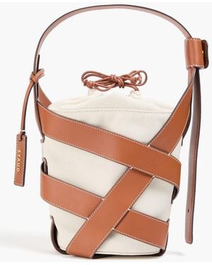 STAUD Hive Canvas And Leather Bucket Bag - White