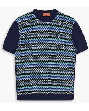 Missoni Crochet-knit Cotton T-shirt - Blue