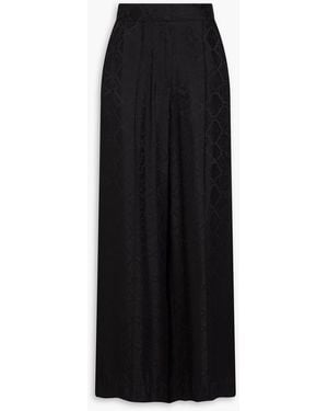 Jonathan Simkhai Hose "kyra" mit weitem bein aus glänzendem jacquard mit schlangenprint - Schwarz