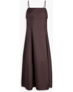 Theory Silk-Twill Midi Dress - Brown