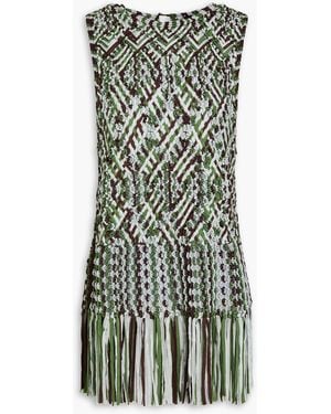 Wales Bonner Java Fringed Macramé Top - Green