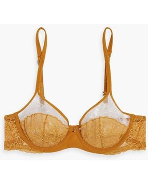 La Perla Chantilly Lace And Tulle Underwired Bra - Yellow