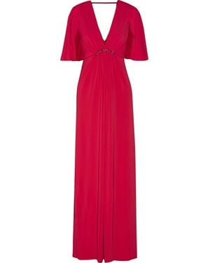 Halston Embellished Jersey Gown - Red