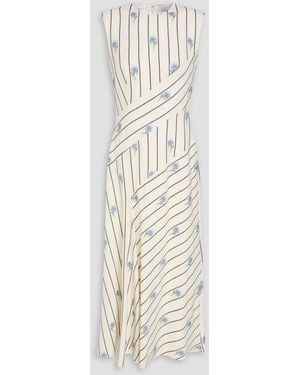 Erdem Printed Wool-Blend Twill Midi Dress - White