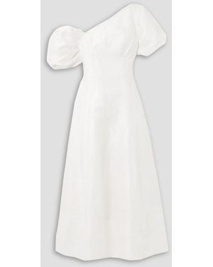 Aje. Arista Asymmetric Linen-blend Midi Dress - White