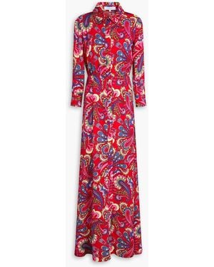 Borgo De Nor Jacqueline Paisley-Print Satin-Crepe Maxi Shirt Dress - Red