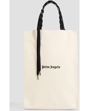 Palm Angels Leather-Trimmed Cotton-Canvas Tote - Natural