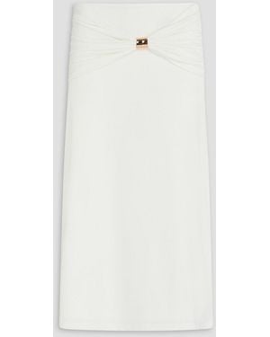 Hervé Léger Valentina Embellished Draped Stretch-jersey Midi Skirt - White