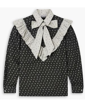 BATSHEVA Carol bluse aus baumwolle mit floralem print und rüschen - Schwarz