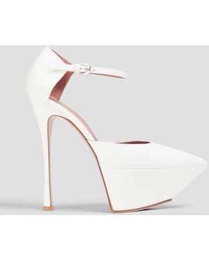 AMINA MUADDI Angelica Patent-Leather Platform Court Shoes - White