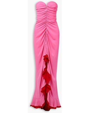 Nervi Neva Strapless Two-tone Ruched Crepe Gown - Pink