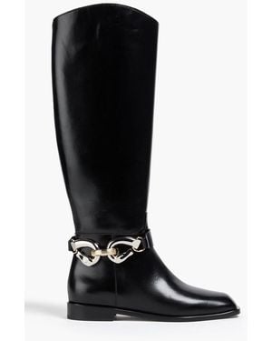 Tory Burch Jessa Embellished Leather Knee Boots - Black