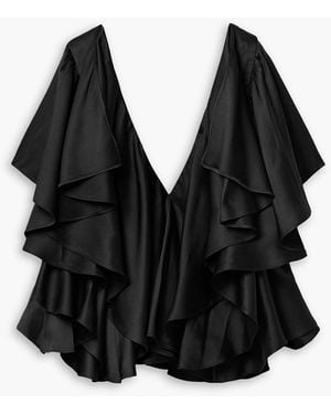 Interior Jane Ruffled Silk-satin Blouse - Black