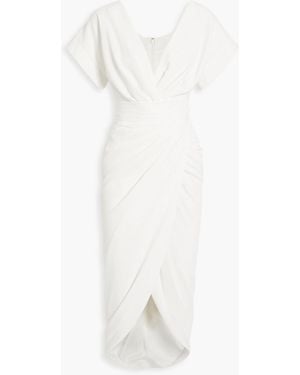 Rhea Costa Kleid aus crêpe mit drapierung und gürtel - Weiß