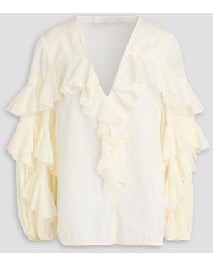 Zimmermann Ruffled Cotton Blouse - White