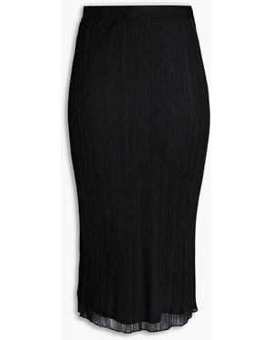 Hervé Léger Ribbed-knit Midi Skirt - Black