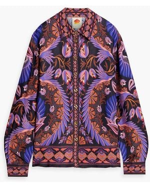 FARM Rio Printed Crepe De Chine Shirt - Red