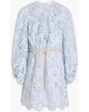 Zimmermann Guipure Lace Mini Dress - Blue
