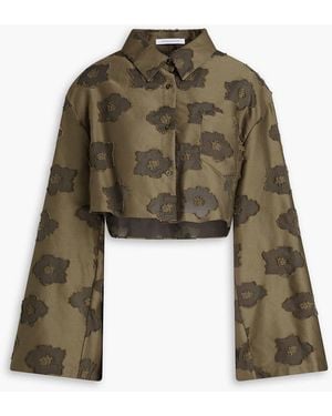 Cecilie Bahnsen Vinh Cropped Cotton-Jacquard Shirt - Green