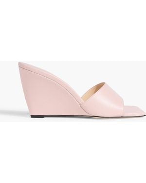 Wandler Gaia Leather Wedge Mules - Pink