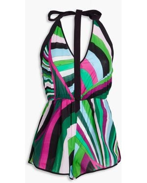 PUCCI Printed Cotton Playsuit - White