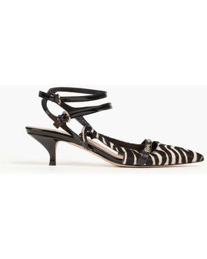 Red(V) Studded Zebra-print Calf Hair Court Shoes - Black