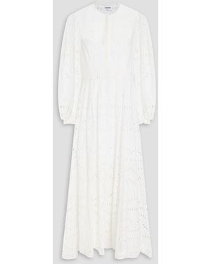 Charo Ruiz Kaika Broderie Anglaise Cotton-Blend Midi Dress - White