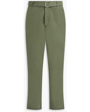 Officine Generale Owen Belted Cotton-Gabardine Trousers - Green