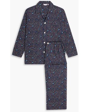 Derek Rose Pyjama "ledbury" aus baumwolle mit print - Blau