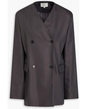 Loulou de Saison Munro Double-breasted Twilll Blazer - Black