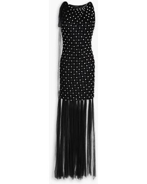Huishan Zhang Uma Fringed Crystal-embellished Tulle Maxi Dress - Black