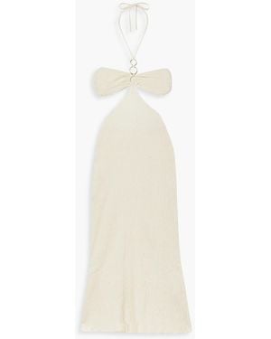Savannah Morrow Mina Cutout Crinkled Cotton-gauze Halterneck Maxi Dress - White