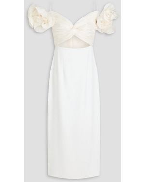 Costarellos Kleid "elle" aus georgette und crêpe de chine mit rüschen und cut-outs - Weiß