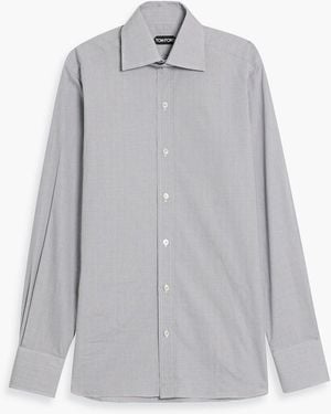 Tom Ford Checked Cotton-Poplin Shirt - Gray