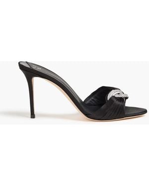 Giuseppe Zanotti Crystal-embellished Twisted Satin Mules - Black