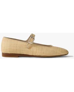 Le Monde Beryl Grosgrain-Trimmed Raffia Mary Jane Ballet Flats - Natural
