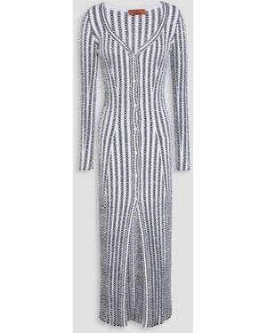 Missoni Sequin-embellished Striped Crochet-knit Cardigan - Grey