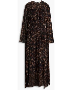 Zimmermann Cape-Effect Leopard-Print Georgette Gown - Black