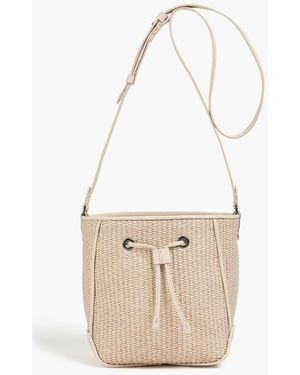 Brunello Cucinelli Bead-Embellished Faux Raffia Bucket Bag - White