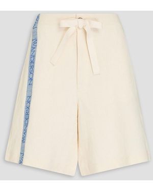 JW Anderson Shorts aus einer baumwoll-leinenmischung mit jacquardbesatz - Natur
