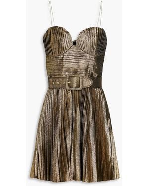 Rebecca Vallance Josie Pleated Twill Mini Dress - Metallic