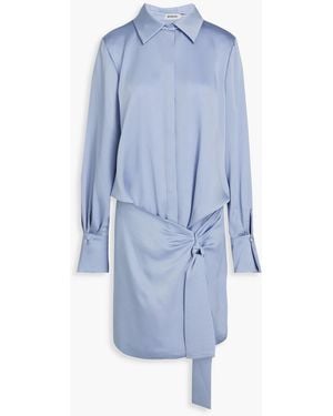 Jonathan Simkhai Knotted Satin-crepe Shirt Dress - Blue