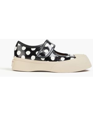 Marni Pablo Polka-Dot Glossed-Leather Platform Sneakers - Black